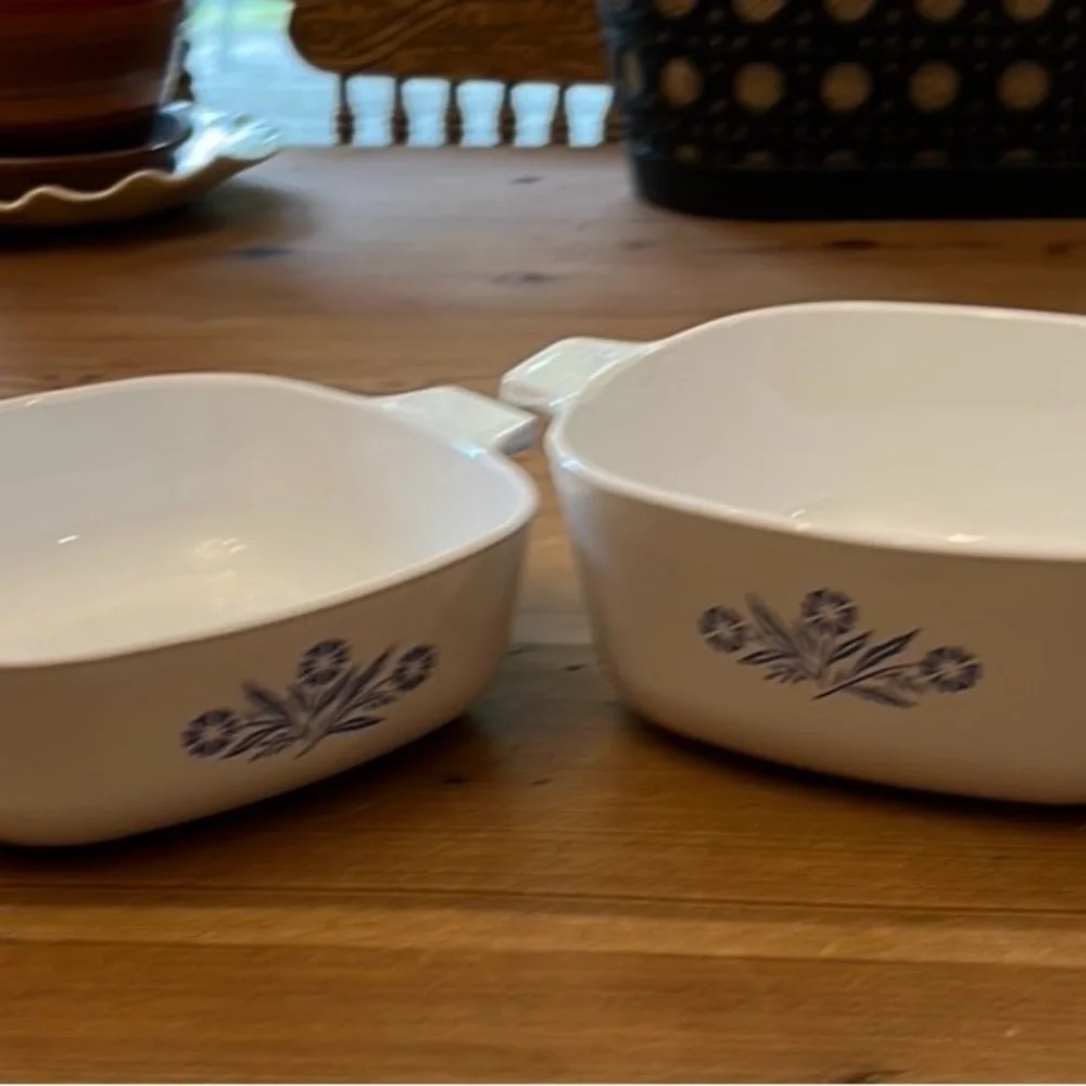 2 Vintage Corning Ware Blue Cornflower Dishes P-11/2-B and P-1-B - NO LIDS